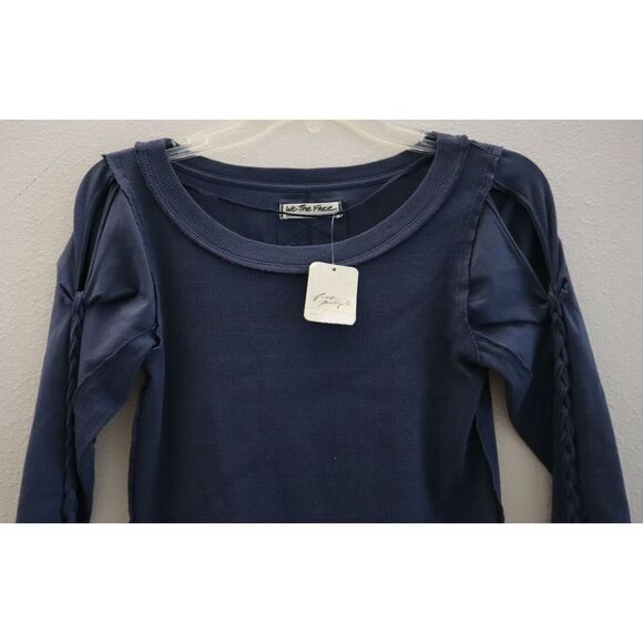 Free People OB1509678 Women's Sz XS Blue Daisy Chain Cuff L/S Blouse Top $78 - Picture 3 of 8